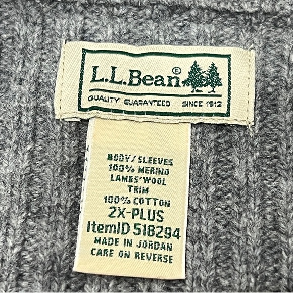 LL Bean Cable Knit Chunky Blue Wool Zip Up Vintage Women's Sweater - Picture 4 of 4